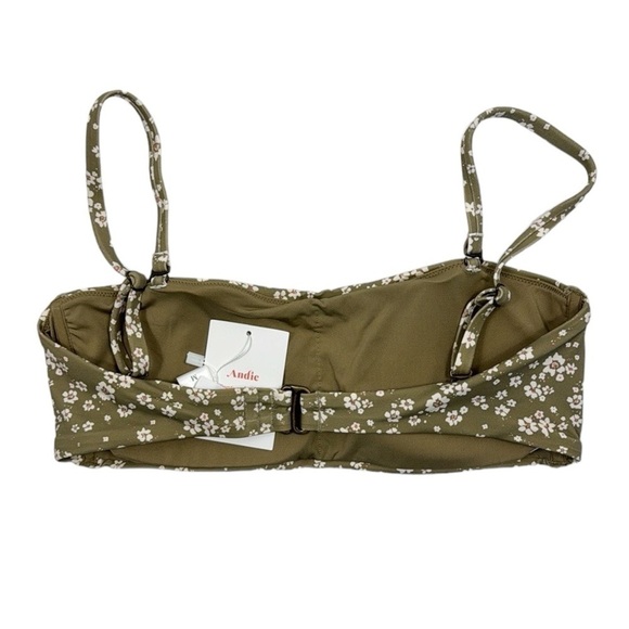 Andie Bikini Top M Olive Ditsy Floral Bora Bora NWT Convertible Straps 7765 - Picture 5 of 16